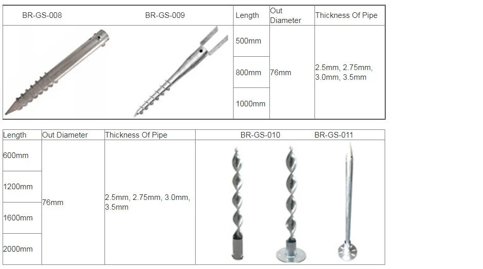 Galvanized Steel Ground Screw Spiral Pile Self Tapping Drilling Anchor for Ground System